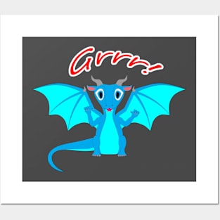 Cute Blue Dragon Posters and Art